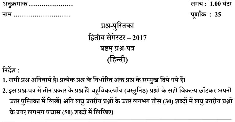 UP DElED 2nd Semester Hindi Paper 2017